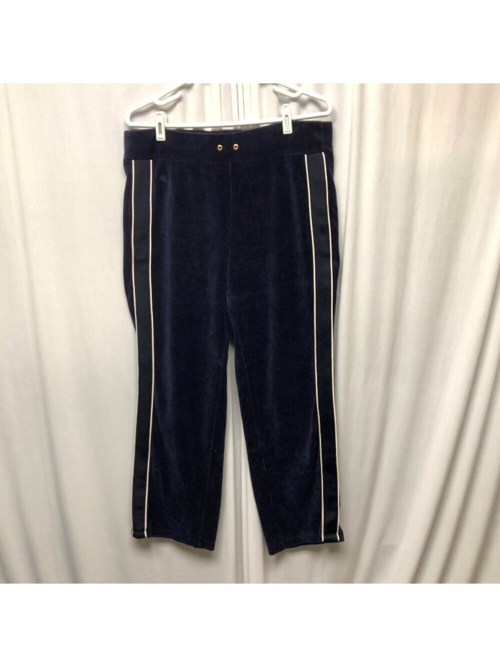 Lauren Ralph Lauren Velour Track Pants Womens Size Small Navy Athleisure Comfy